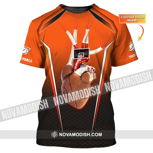 Unisex Shirt Basketball Custom Name T-Shirt Heart Gift For Player / S