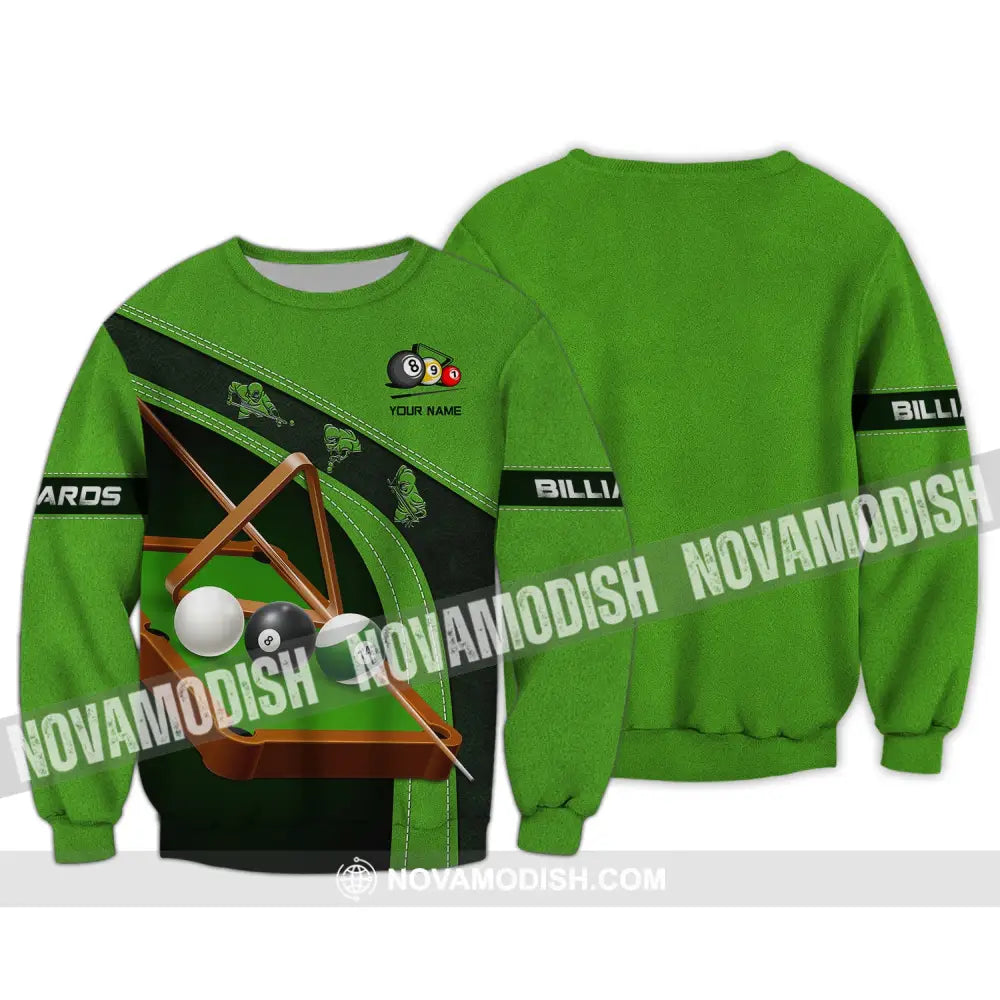 Unisex Shirt Billiards Green T-Shirt Table Polo For Lovers Long Sleeve / S