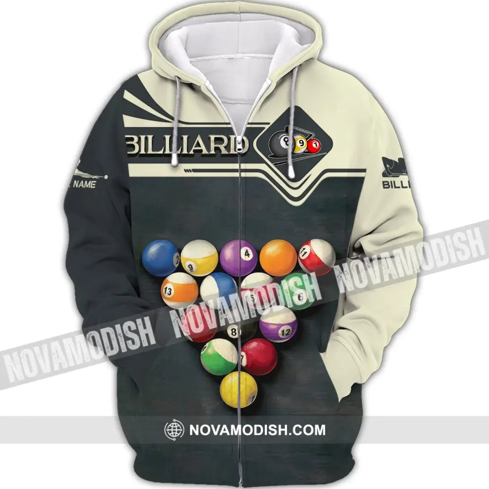 Unisex Shirt Billiards T-Shirt Billiard Triangle Polo For Lovers Zipper Hoodie / S