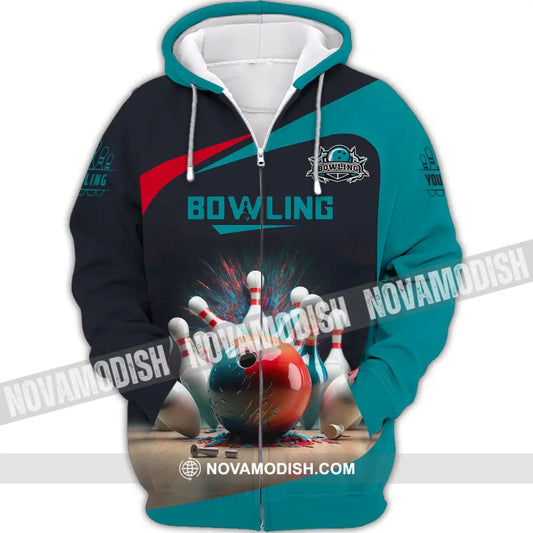 Unisex Shirt Bowling T-Shirt Custom Name For Lovers Zipper Hoodie / S