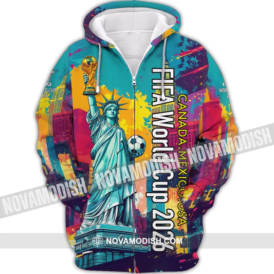 Unisex Shirt - Canada - Mexico - USA Fifa World Cup 2026 3D Shirt Zipper Hoodie / S T-shirt