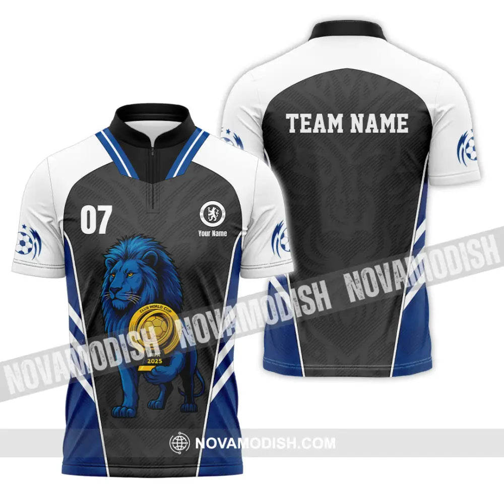 Unisex Shirt - Chelsea Custom Fifa Club World Cup Shirt Zipper Polo Shirt / S T-shirt