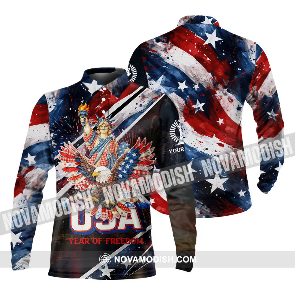 Unisex Shirt - Custom 250 Years Of United State Of America 3D Shirt Long Sleeve Polo / S T-shirt