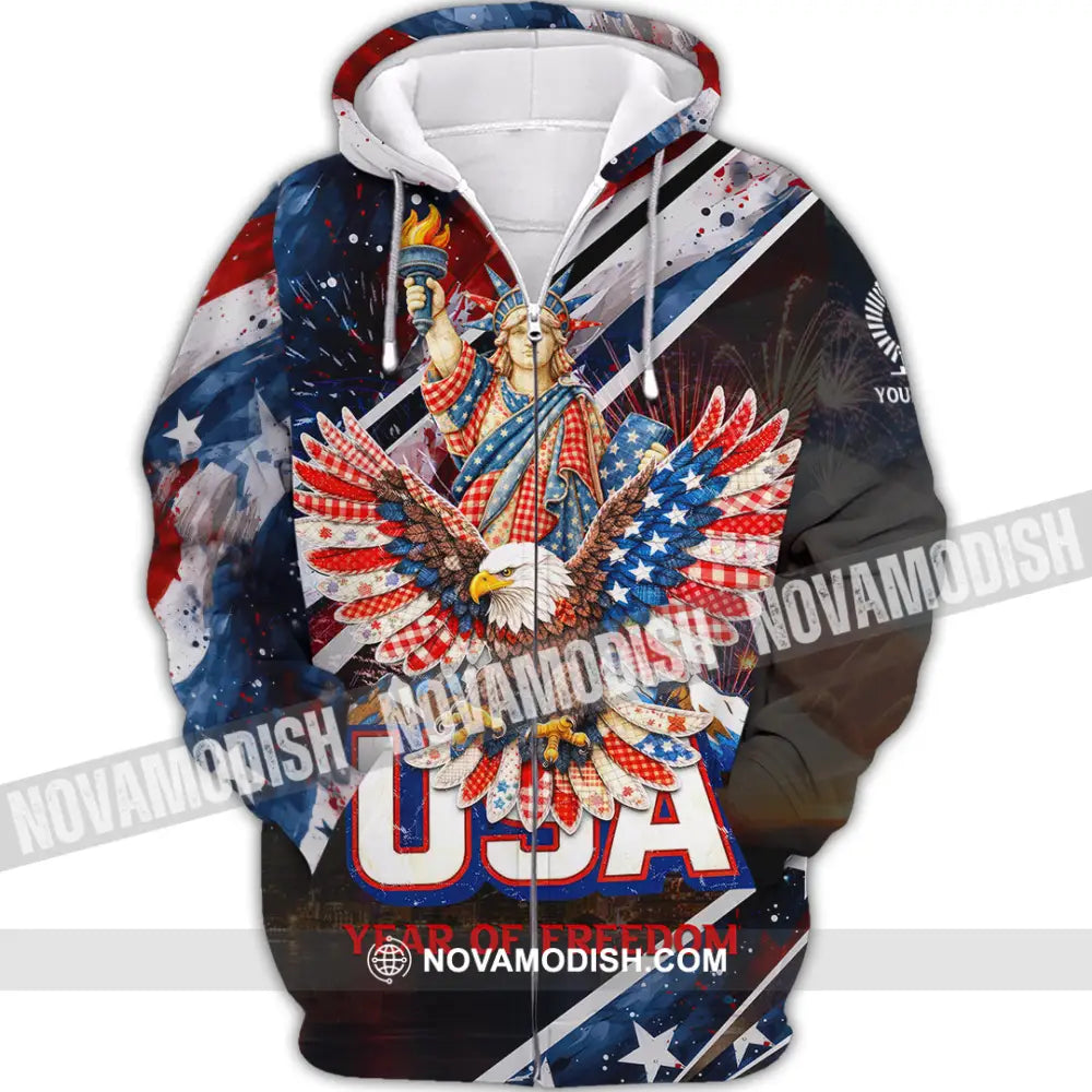 Unisex Shirt - Custom 250 Years Of United State Of America 3D Shirt Zipper Hoodie / S T-shirt