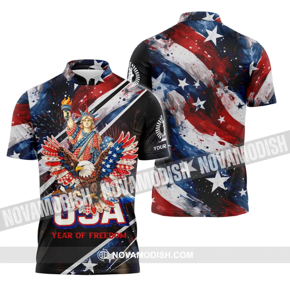 Unisex Shirt - Custom 250 Years Of United State Of America 3D Shirt Zipper Polo Shirt / S T-shirt