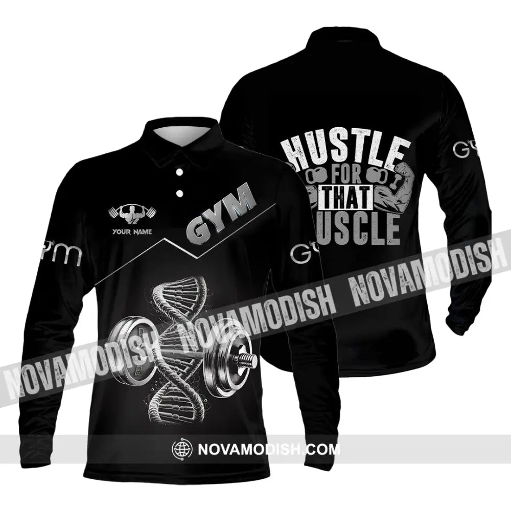 Unisex Shirt - Custom ADN Gym Lover Shirt Long Sleeve Polo / S T-shirt
