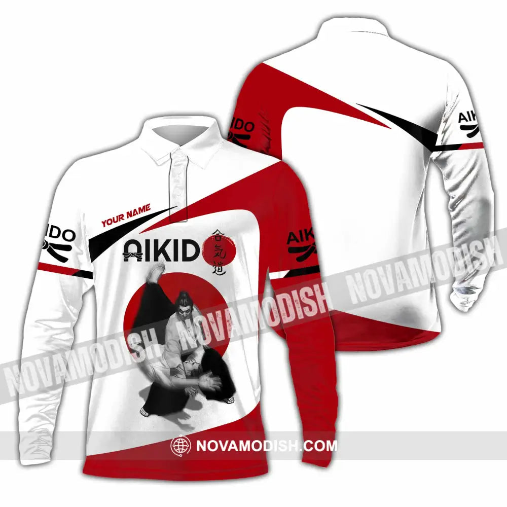 Unisex Shirt - Custom Aikido 3D Shirt Long Sleeve Polo / S T-shirt