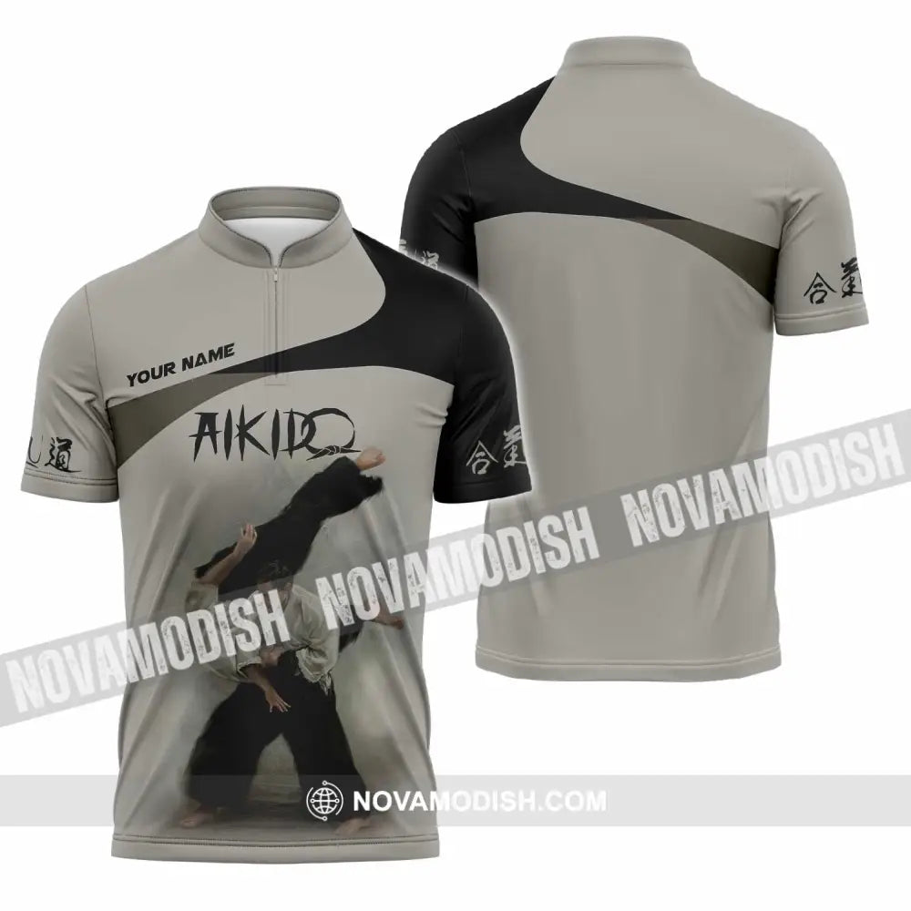 Unisex Shirt - Custom Aikido 3D Shirt Zipper Polo Shirt / S T-shirt
