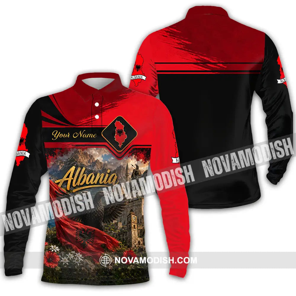 Unisex Shirt - Custom Albania Shirt - Long Sleeve Polo / S - T-shirt