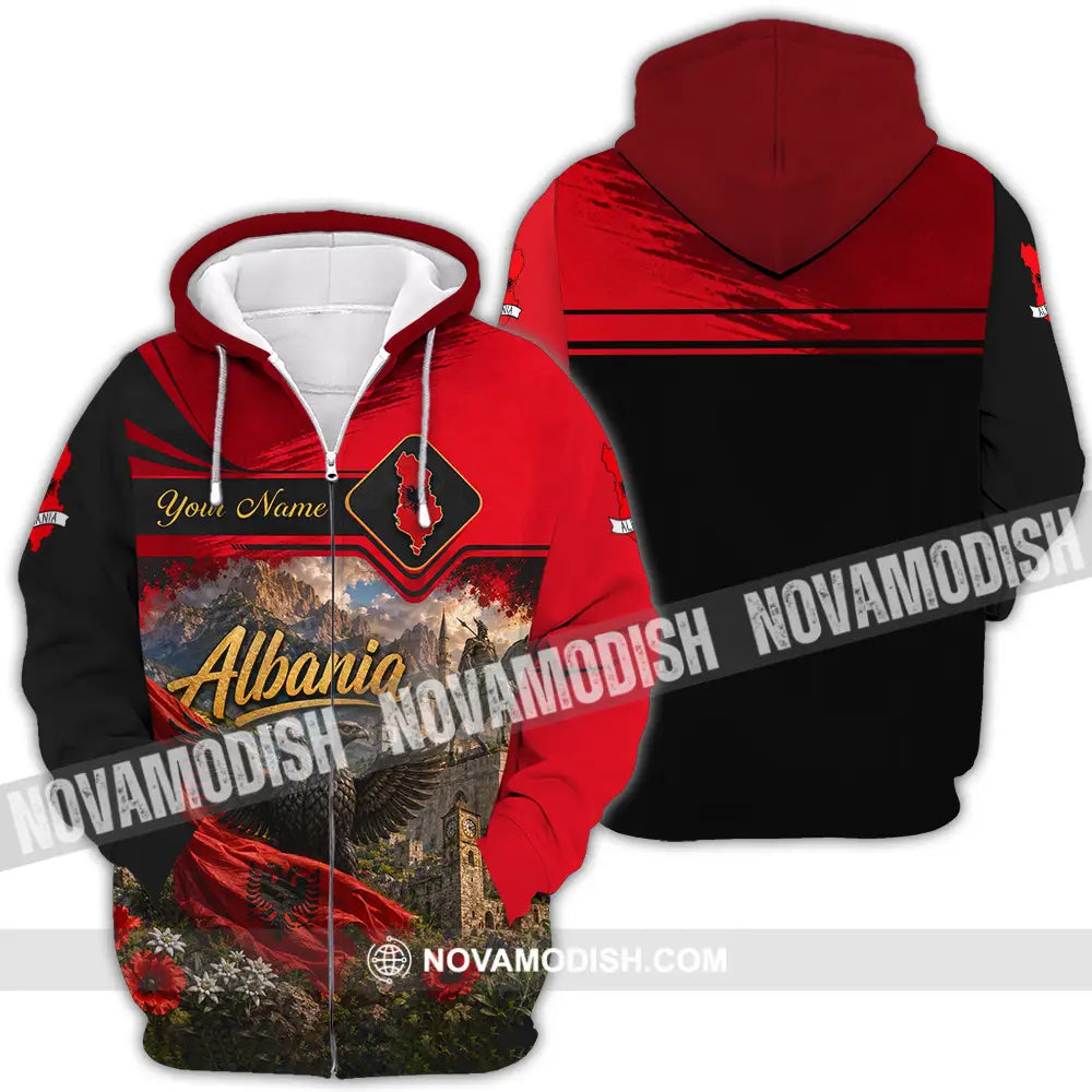 Unisex Shirt - Custom Albania Shirt - Zipper Hoodie / S - T-shirt