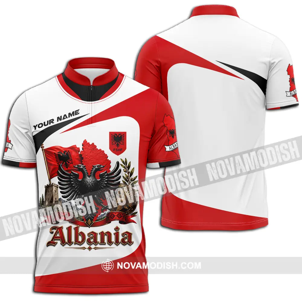 Unisex Shirt - Custom Albania Shirt - Zipper Polo Shirt / S - T-shirt