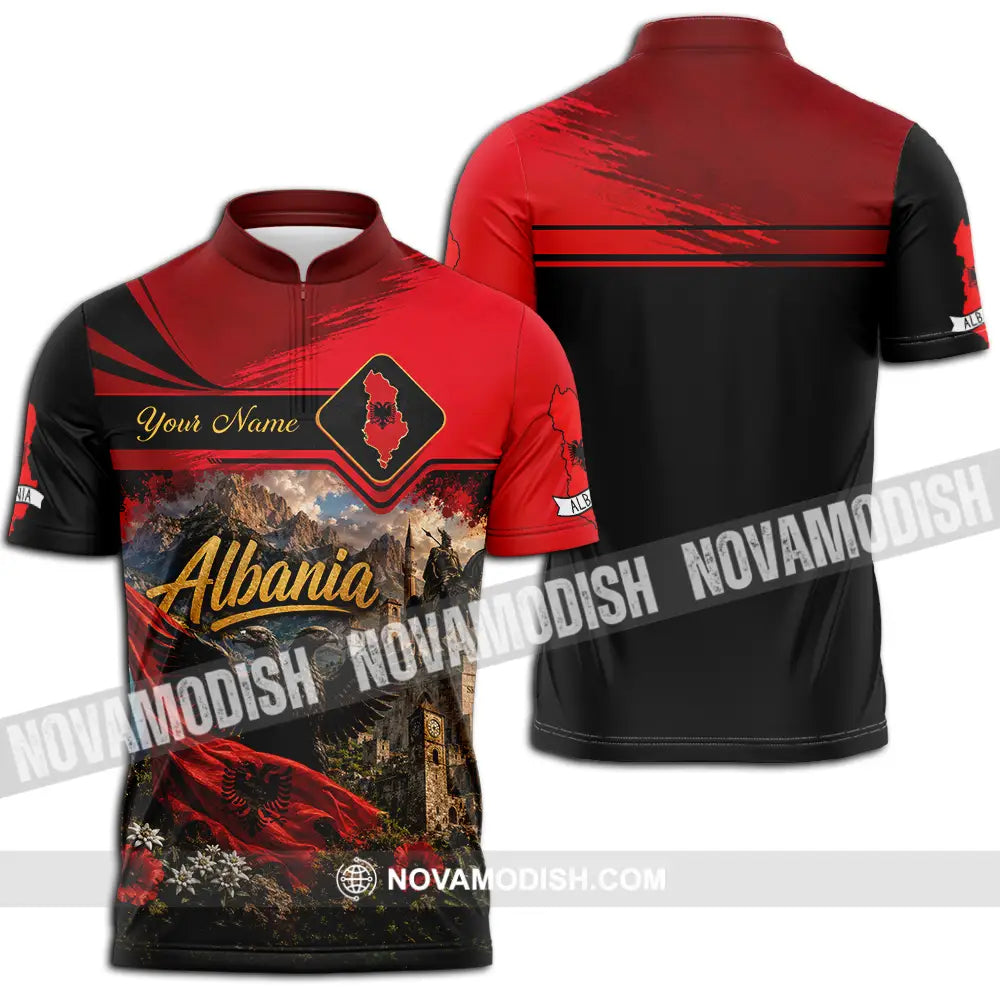 Unisex Shirt - Custom Albania Shirt - Zipper Polo Shirt / S - T-shirt