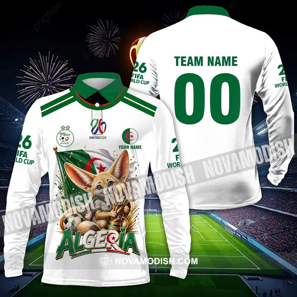 Unisex Shirt - Custom Algeria World Cup 2026 3D Shirt - Long Sleeve Polo / S - T-shirt