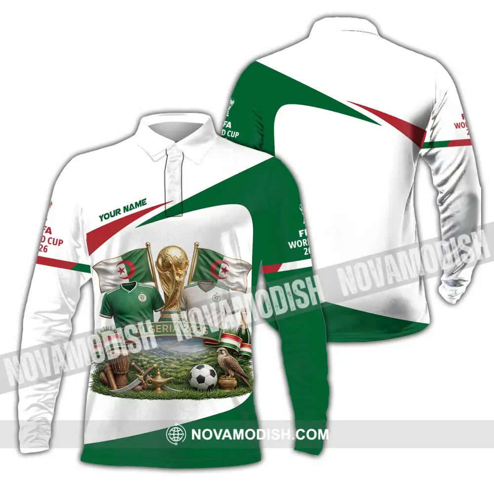 Unisex Shirt - Custom Algeria World Cup 2026 3D Shirt - Long Sleeve Polo / S - T-shirt