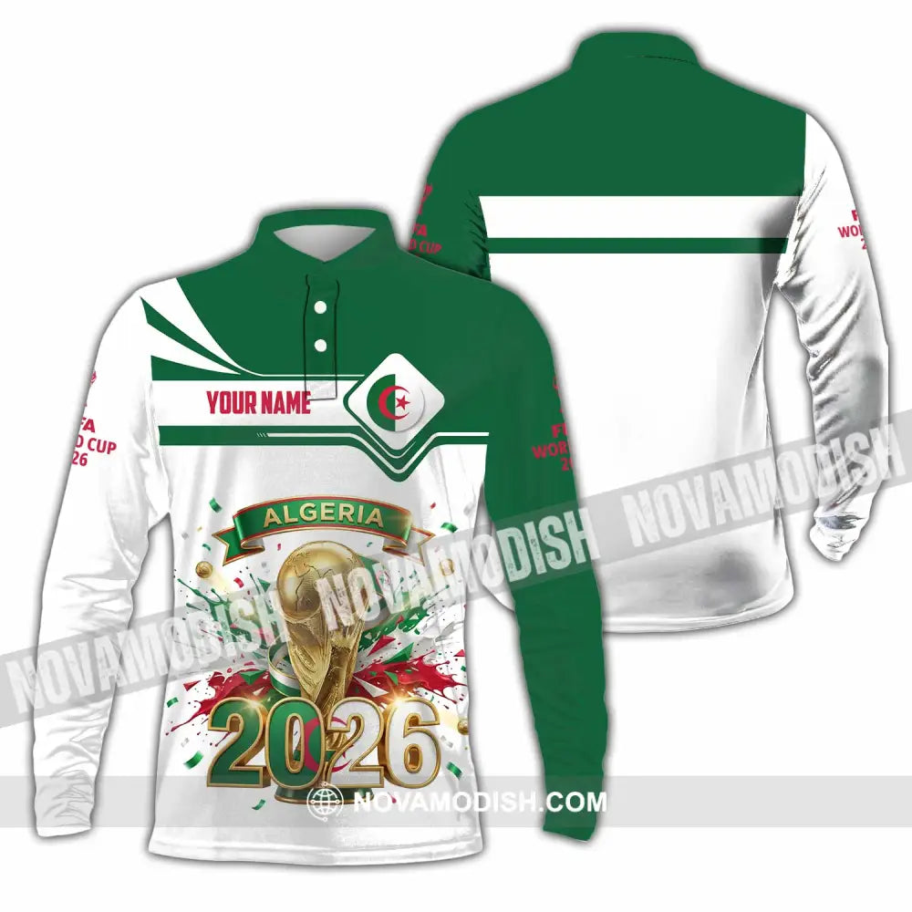 Unisex Shirt - Custom Algeria World Cup 2026 3D Shirt - Long Sleeve Polo / S - T-shirt