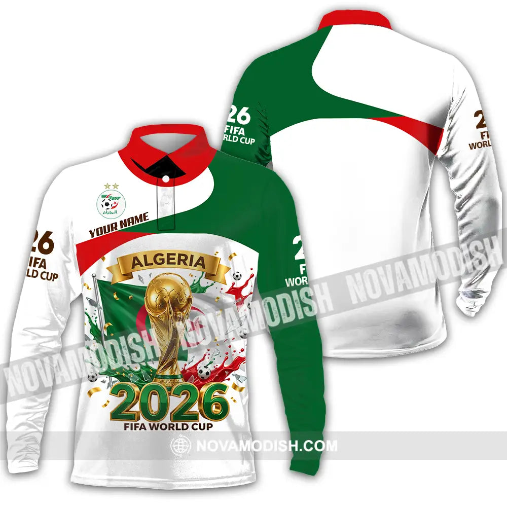 Unisex Shirt - Custom Algeria World Cup 2026 3D Shirt - Long Sleeve Polo / S - T-shirt