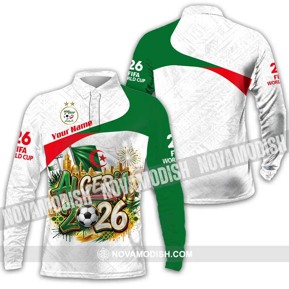 Unisex Shirt - Custom Algeria World Cup 2026 3D Shirt - Long Sleeve Polo / S - T-shirt