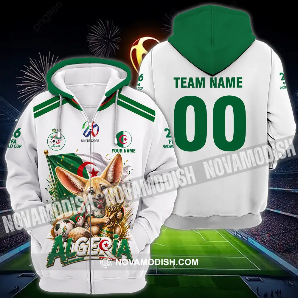 Unisex Shirt - Custom Algeria World Cup 2026 3D Shirt - Zipper Hoodie / S - T-shirt