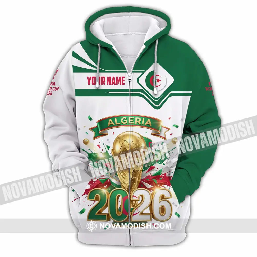 Unisex Shirt - Custom Algeria World Cup 2026 3D Shirt - Zipper Hoodie / S - T-shirt