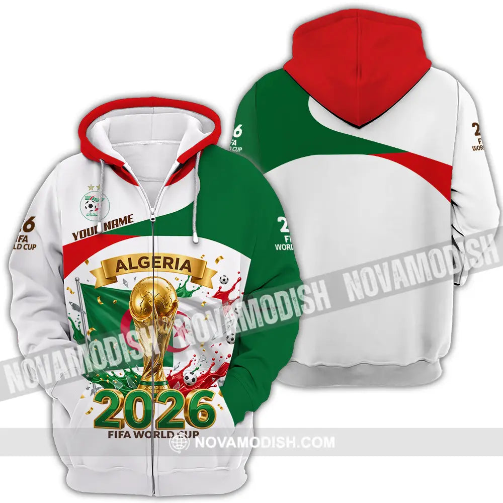 Unisex Shirt - Custom Algeria World Cup 2026 3D Shirt - Zipper Hoodie / S - T-shirt