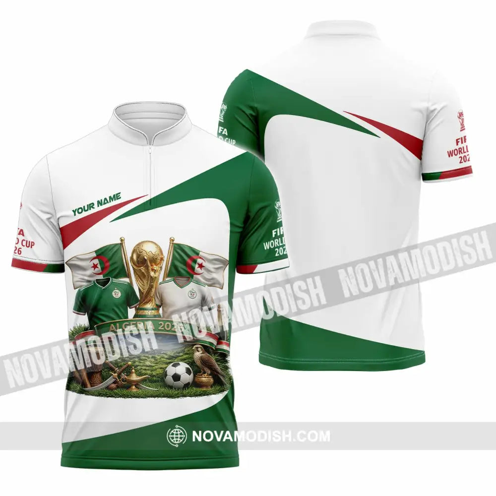 Unisex Shirt - Custom Algeria World Cup 2026 3D Shirt - Zipper Polo Shirt / S - T-shirt