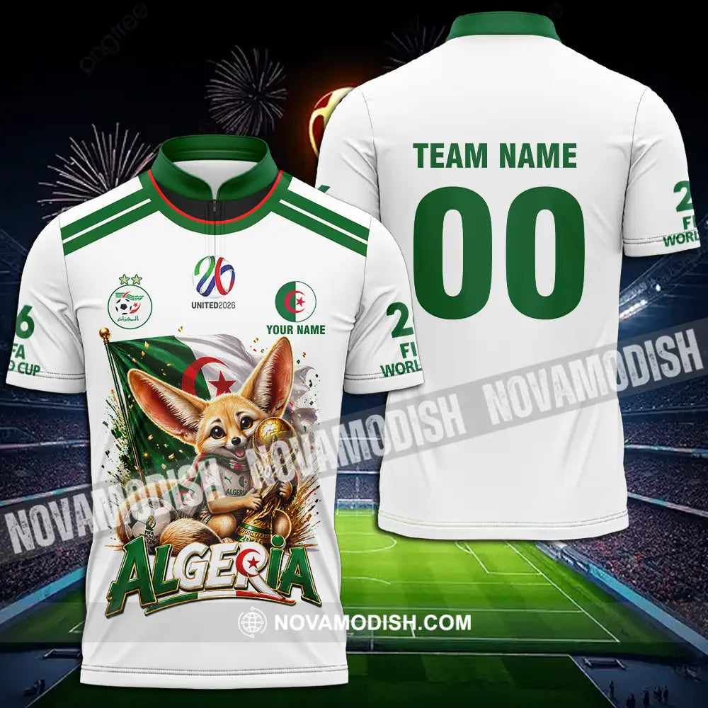 Unisex Shirt - Custom Algeria World Cup 2026 3D Shirt - Zipper Polo Shirt / S - T-shirt