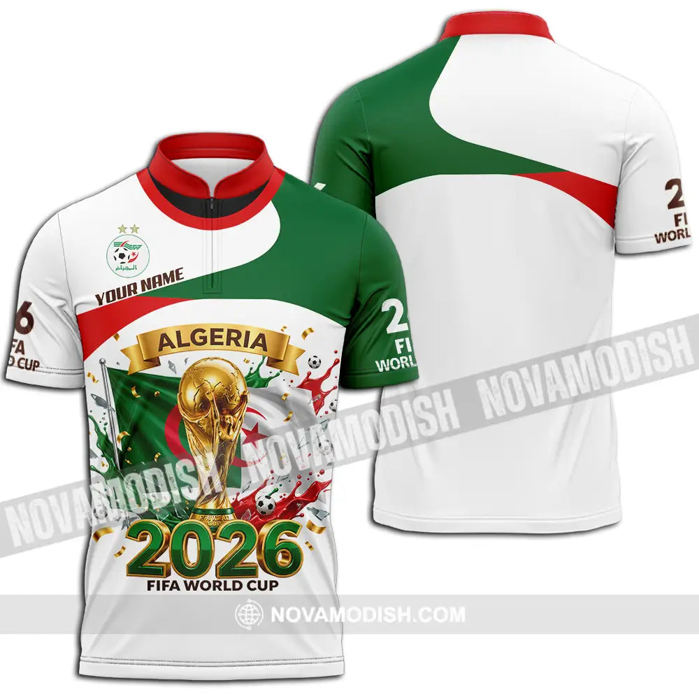 Unisex Shirt - Custom Algeria World Cup 2026 3D Shirt - Zipper Polo Shirt / S - T-shirt