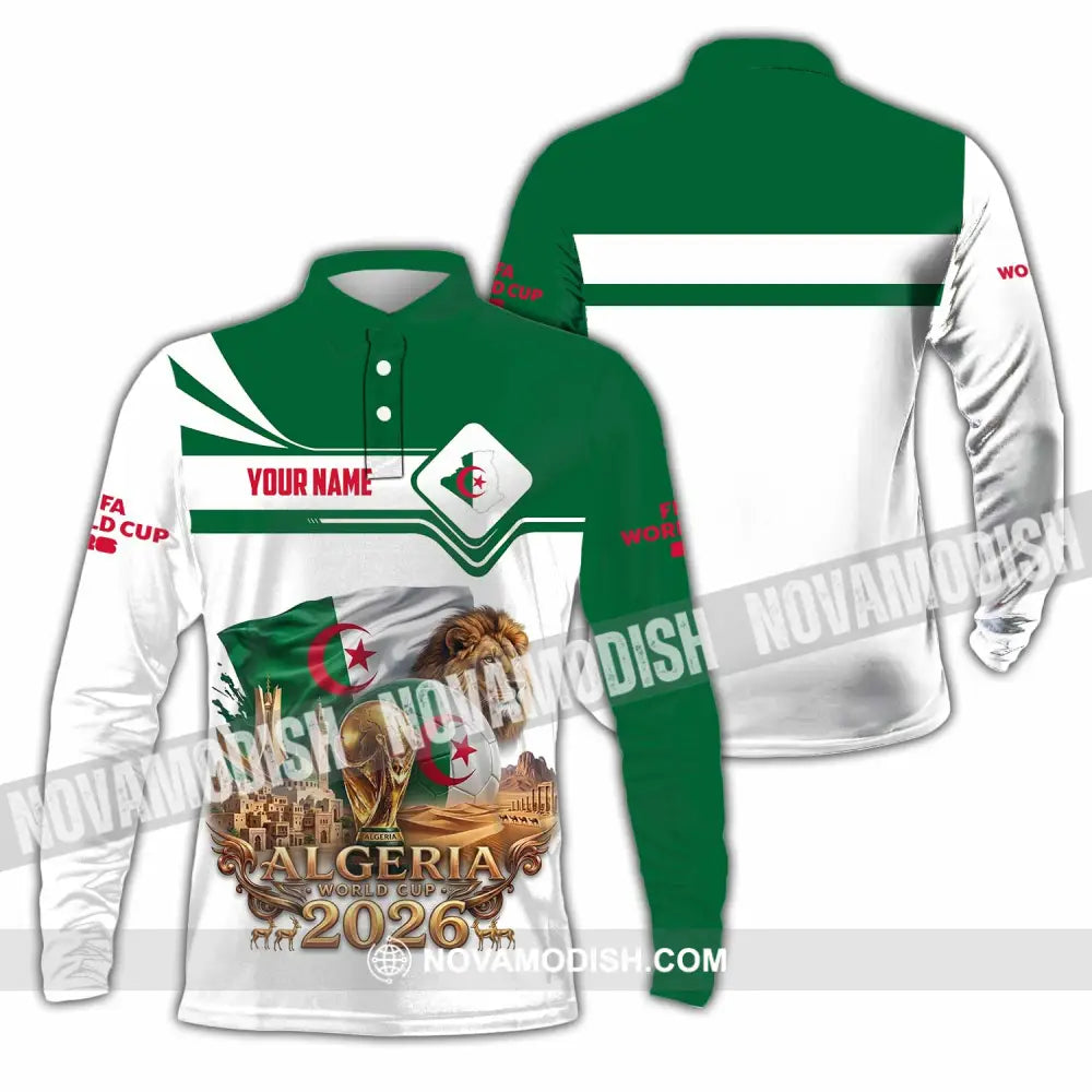 Unisex Shirt - Custom Algeria World Cup 2026 Shirt - Long Sleeve Polo / S - T-shirt