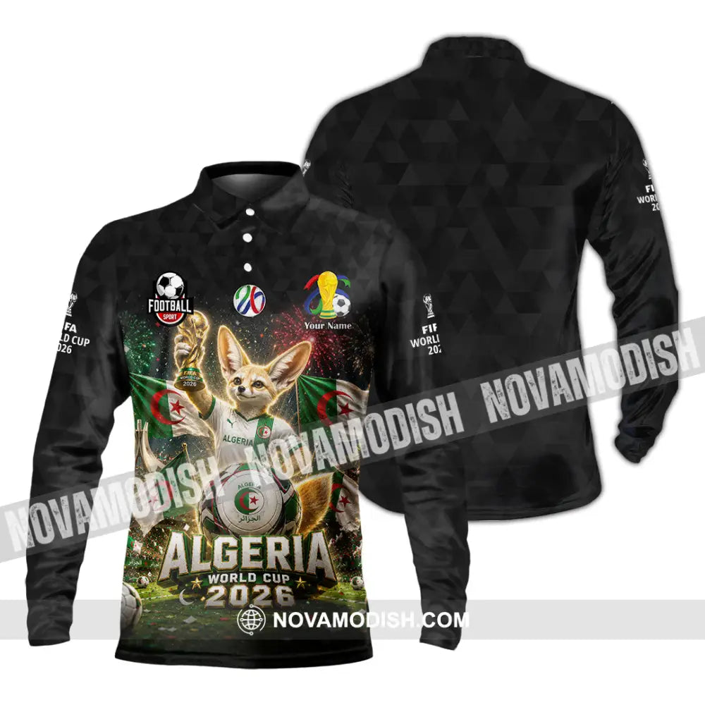 Unisex Shirt - Custom Algeria World Cup 2026 Shirt - Long Sleeve Polo / S - T-shirt