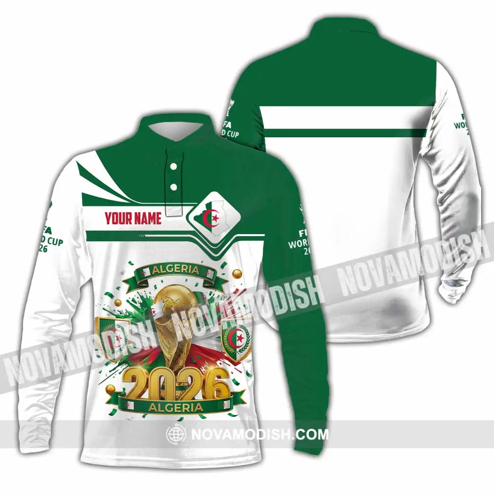 Unisex Shirt - Custom Algeria World Cup 2026 Shirt - Long Sleeve Polo / S - T-shirt