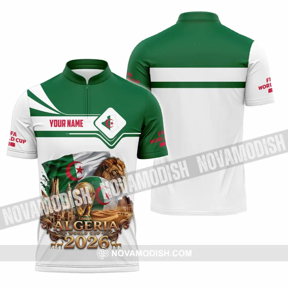 Unisex Shirt - Custom Algeria World Cup 2026 Shirt - Zipper Polo Shirt / S - T-shirt