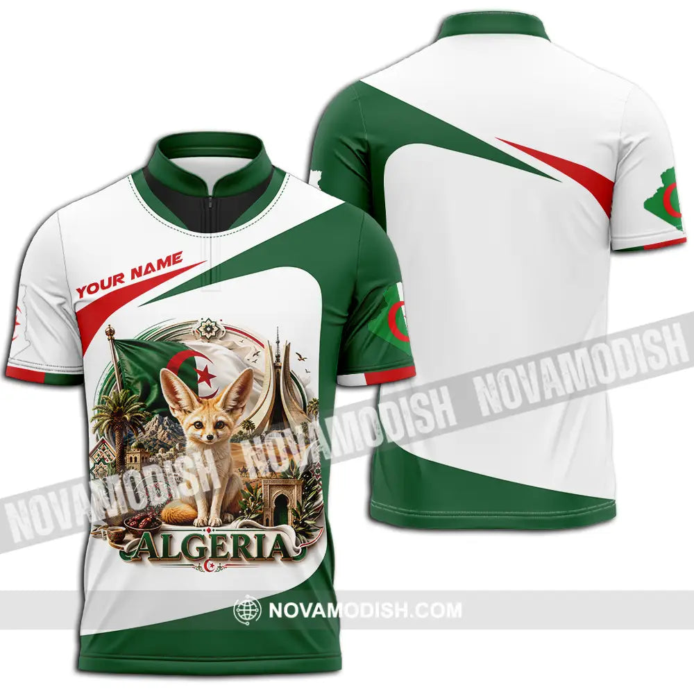 Unisex Shirt - Custom Algeria Shirt - Zipper Polo Shirt / S - T-shirt