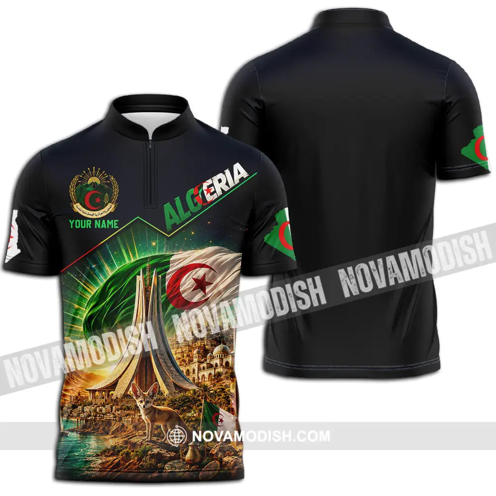 Unisex Shirt - Custom Algeria Shirt - Zipper Polo Shirt / S - T-shirt