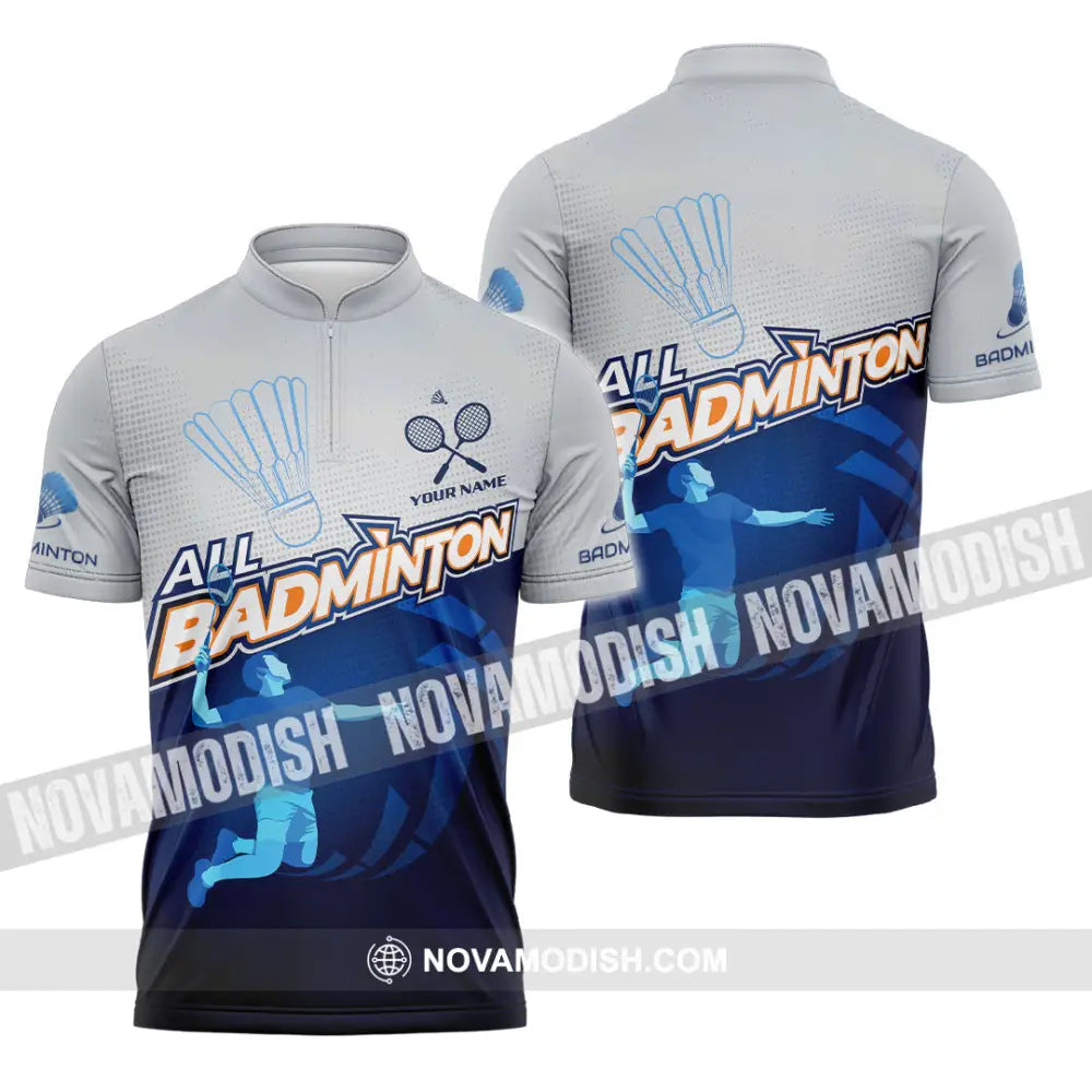 Unisex Shirt - Custom All Badminton 3D Shirt Zipper Polo Shirt / S T-shirt