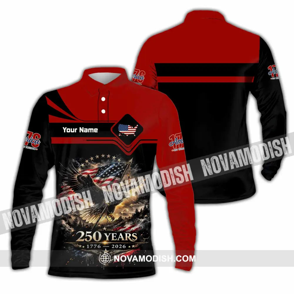 Unisex Shirt - Custom America 250 Years Shirt - Long Sleeve Polo / S - T-shirt