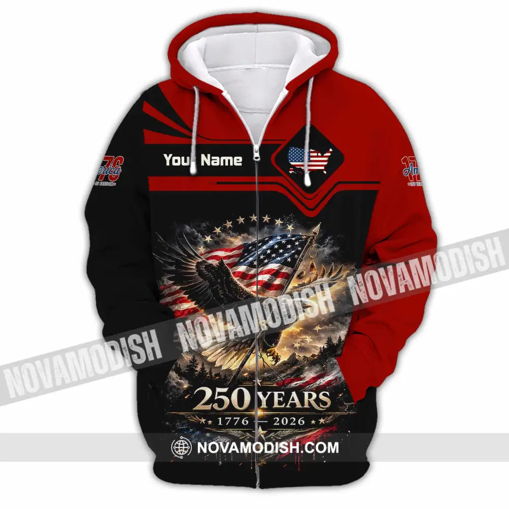 Unisex Shirt - Custom America 250 Years Shirt - Zipper Hoodie / S - T-shirt