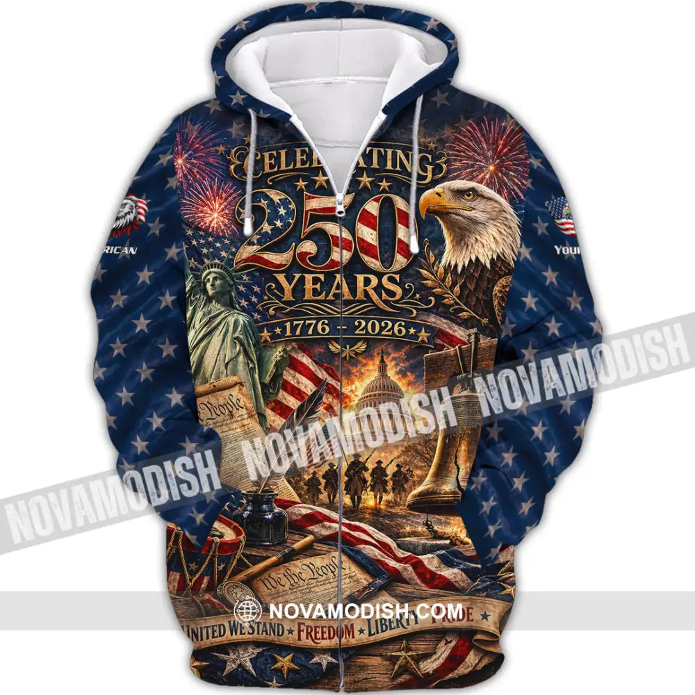 Unisex Shirt - Custom America 250 Years Shirt - Zipper Hoodie / S - T-shirt