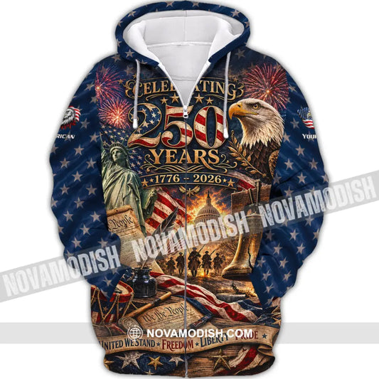 Unisex Shirt - Custom America 250 Years Shirt - Zipper Hoodie / S - T-shirt