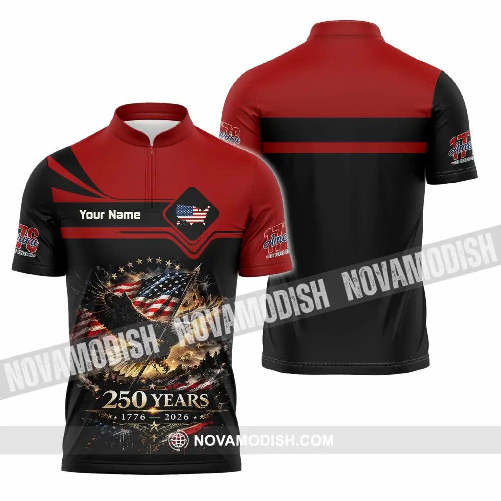 Unisex Shirt - Custom America 250 Years Shirt - Zipper Polo Shirt / S - T-shirt