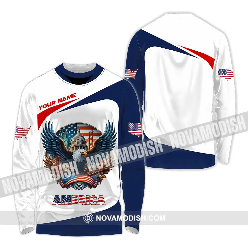 Unisex Shirt - Custom America 3D Shirt Long Sleeve Shirt / S T-shirt