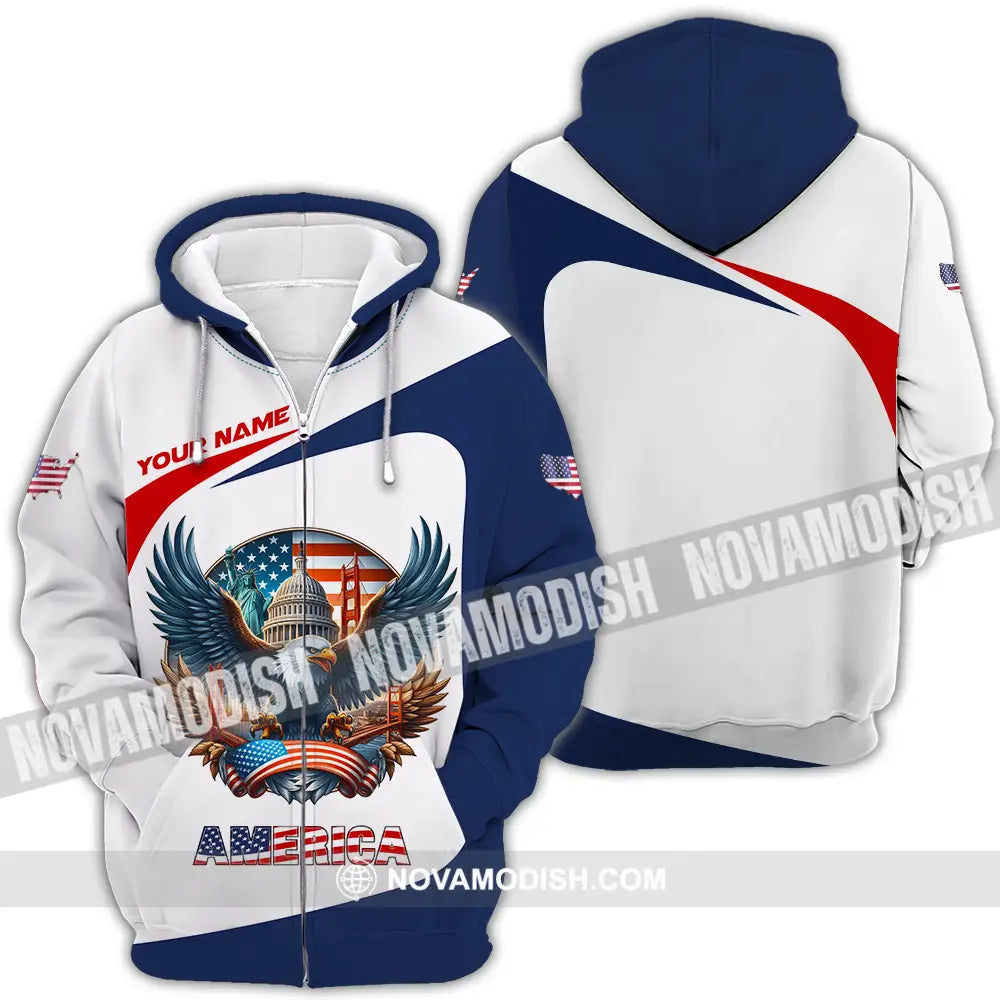 Unisex Shirt - Custom America 3D Shirt Zipper Hoodie / S T-shirt