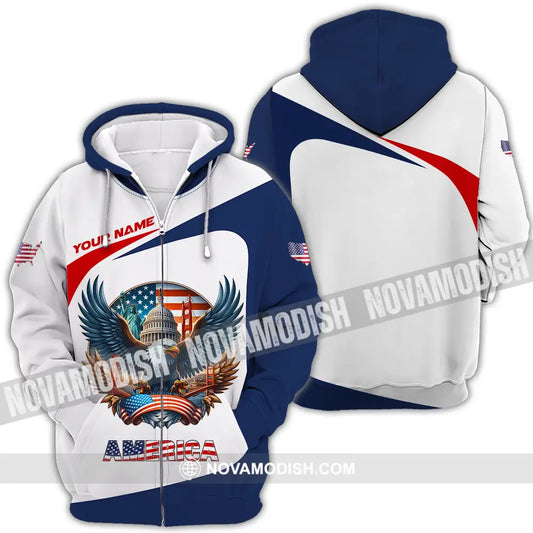 Unisex Shirt - Custom America 3D Shirt Zipper Hoodie / S T-shirt