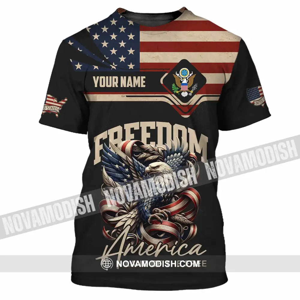 Unisex Shirt - Custom America Land Of The Free 3D Shirt T-Shirt / S T-shirt