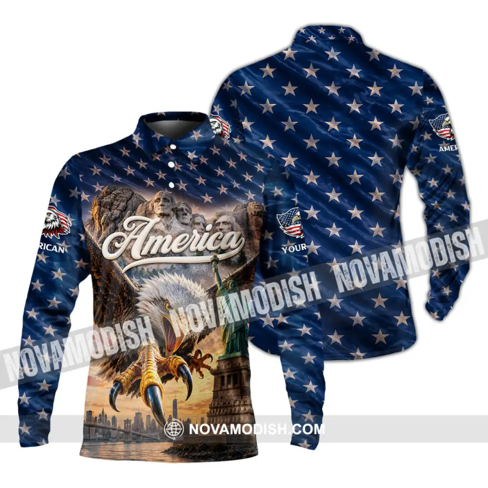 Unisex Shirt - Custom America Shirt - Long Sleeve Polo / S - T-shirt