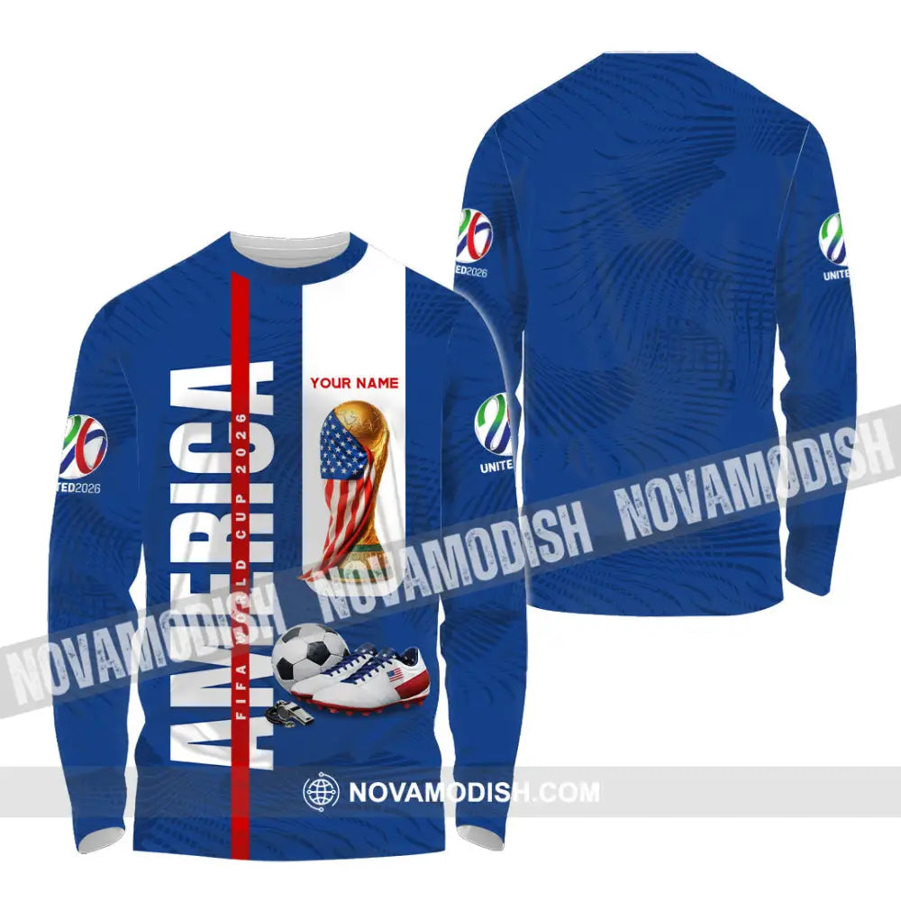 Unisex Shirt - Custom America World Cup 2026 3D Shirt Long Sleeve Shirt / S T-shirt