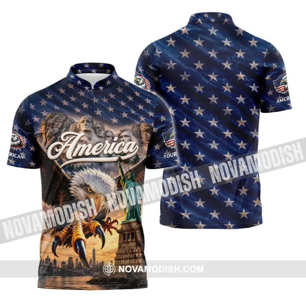 Unisex Shirt - Custom America Shirt - Zipper Polo Shirt / S - T-shirt