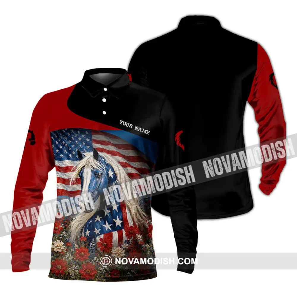 Unisex Shirt - Custom American Shirt - Long Sleeve Polo / S - T-shirt