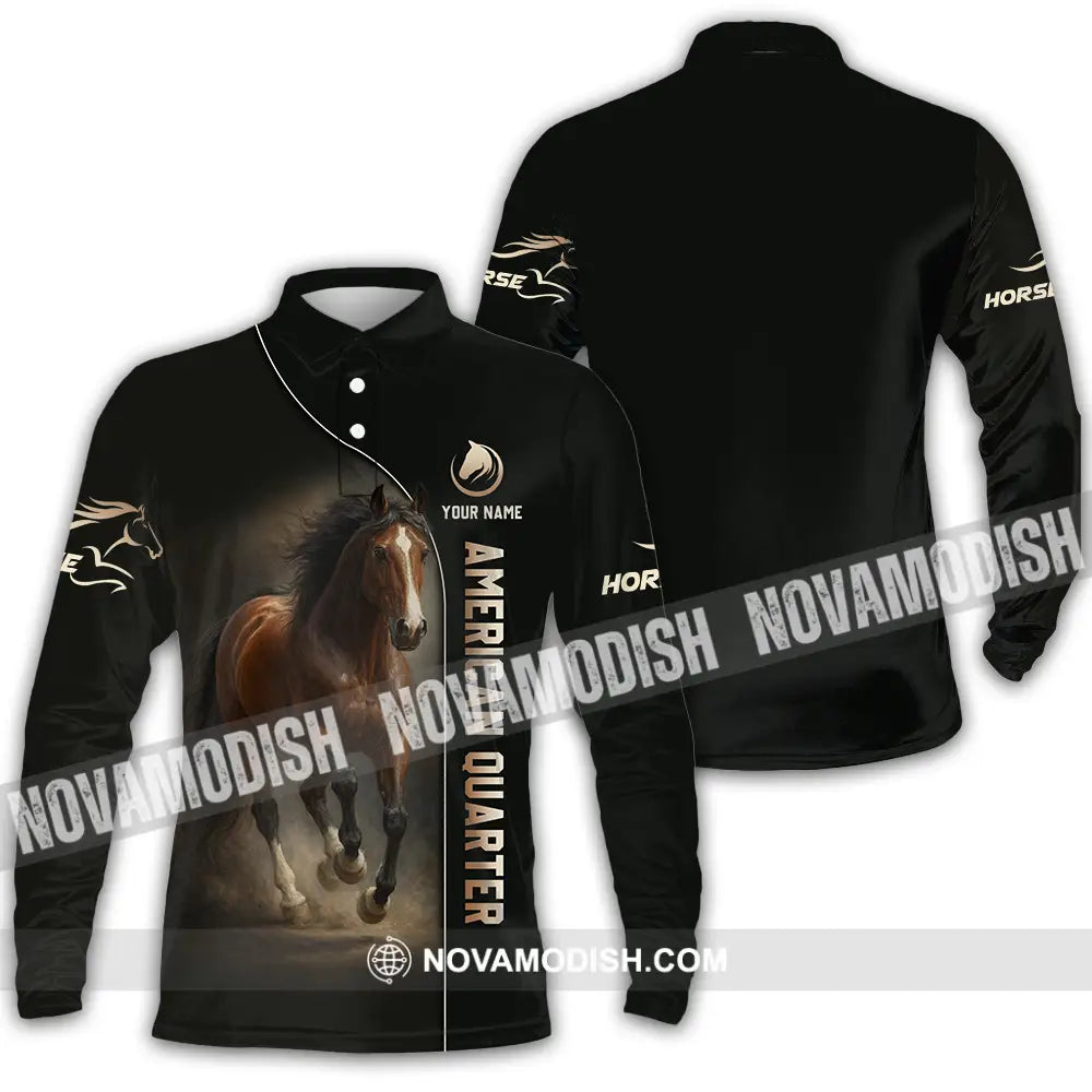 Unisex Shirt - Custom American Quarter Horse Shirt Long Sleeve Polo / S T-shirt