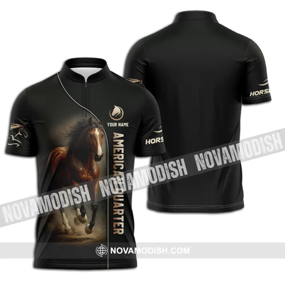 Unisex Shirt - Custom American Quarter Horse Shirt Zipper Polo Shirt / S T-shirt