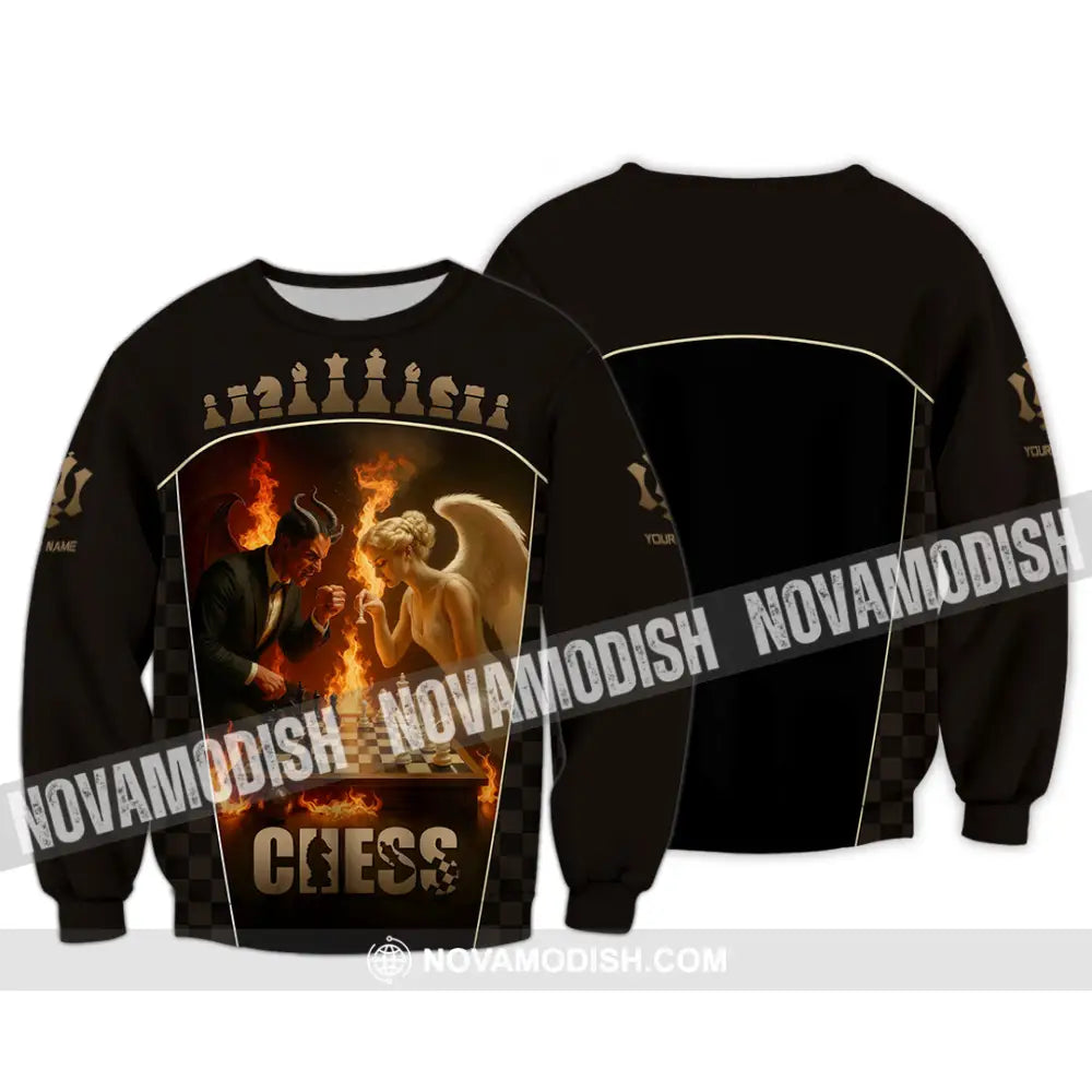 Unisex Shirt - Custom Angels & Demons Chess Shirt For Couple Long Sleeve / S T-shirt